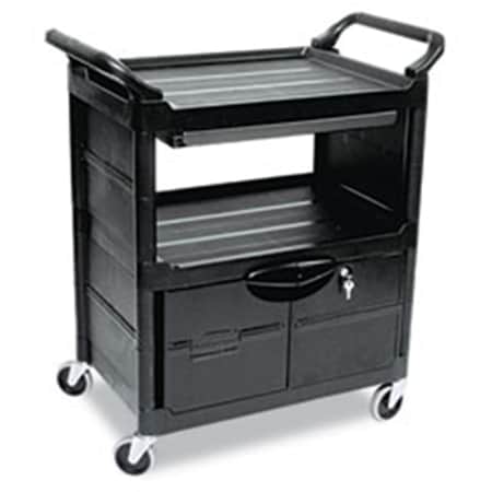 Rcp Utility Cart W/Locking Doors 2-Shelf 33-5/8W X 18-5/8D X 37-3/4H Black 345700BLA